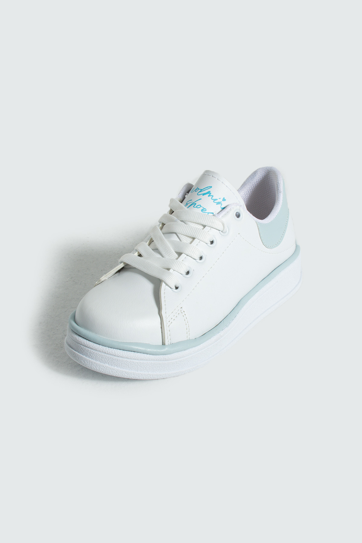Pembe Potin Rahat Taban Renk Şeritli Bağcıklı Kadın Sneaker 001-340-24BMavi - Beyaz
