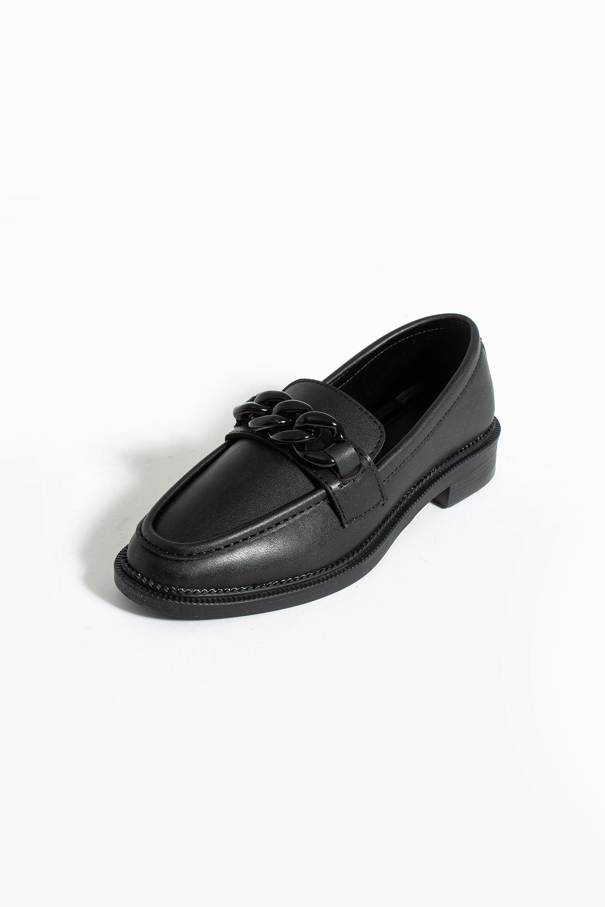 Pembe Potin Rahat Taban Toka Detaylı Loafer Kadın Ayakkabı 61-718-23 - Siyah